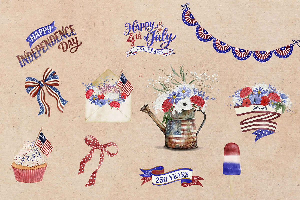 Patriotic Clipart Bundle, a Seasonal Illustration by Maggie Stilwell Design (Photo 3 of 16)