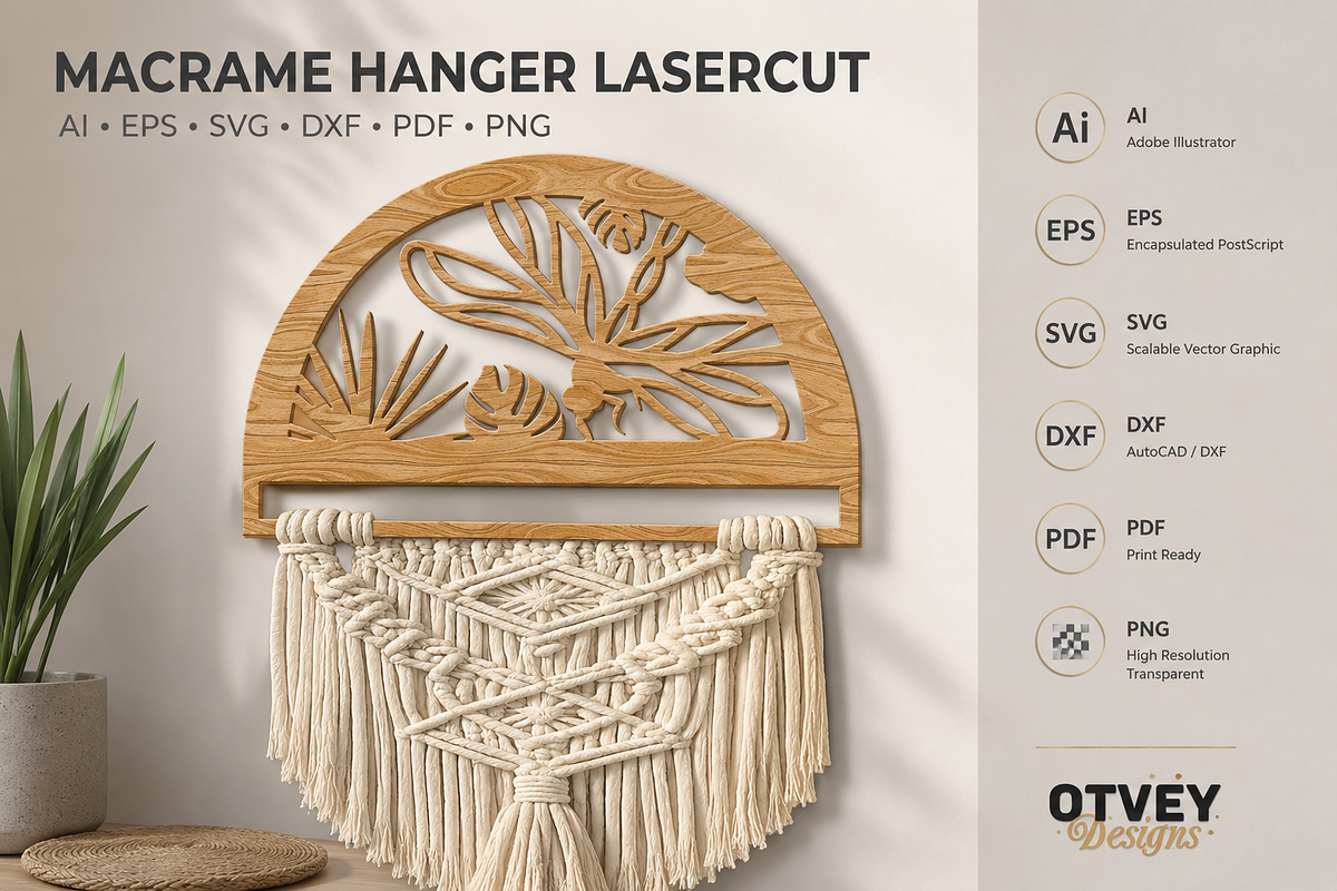 Dragonfly Macrame Hanger Lasercut, an Object Graphic by OTVEY DESIGN (Photo 8 of 13)