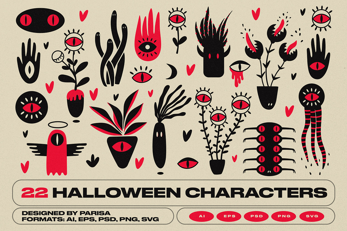 Halloween Scary Plants & Characters, an Object Graphic by Parisa-Artstudio