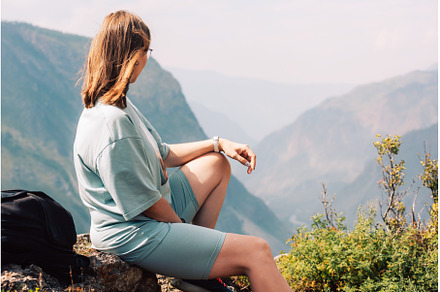 Woman Admiring Mountain View on