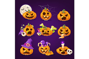 Spooky Halloween Pumpkins Set