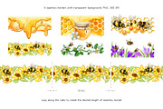 Honey Bee & Wildflowers graphics set, an Illustration by PinskaDrawCute (Thumbnail 6 of 14)