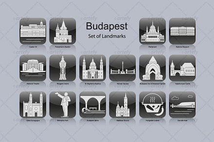 Budapest landmark icons (16x)