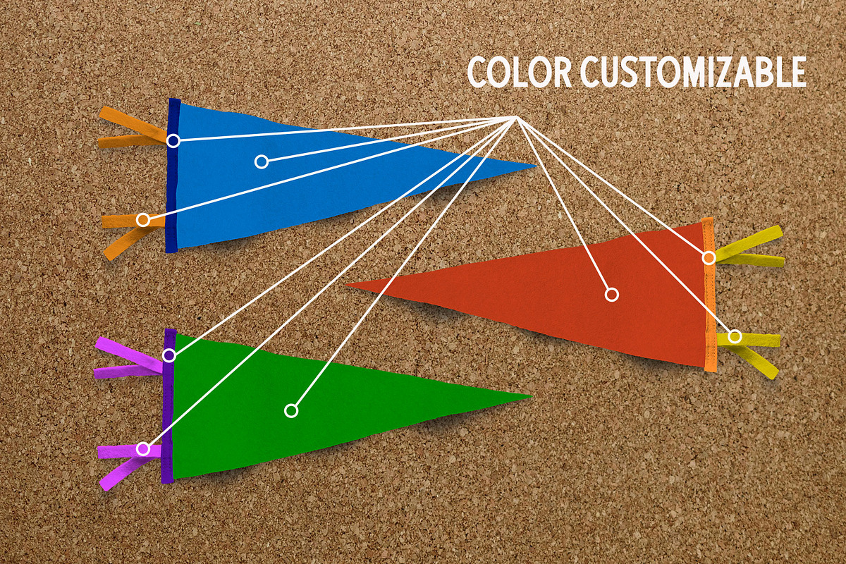 Felt Pennant Smart PSD Mockup, a Merchandise Mockup by Sombrero Craft (Photo 3 of 4)
