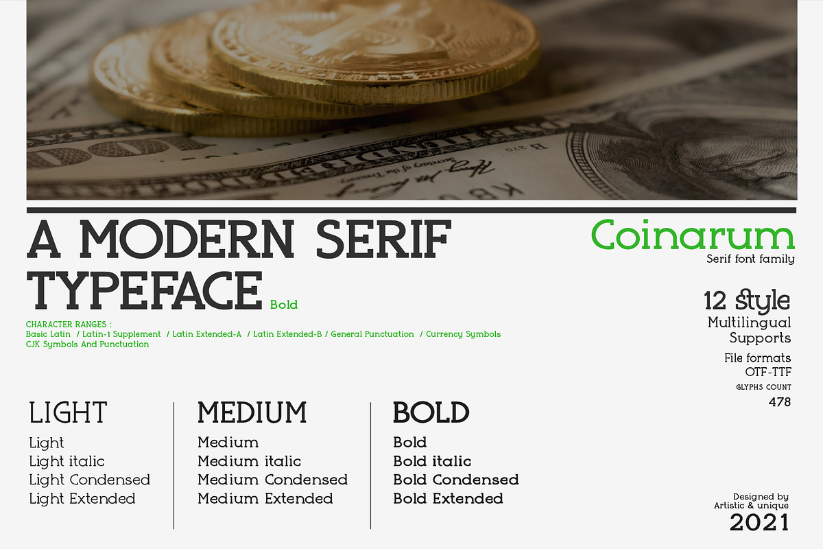Coinarum - Serif font family, a Serif Font by Artistic & Unique (Photo 4 of 12)