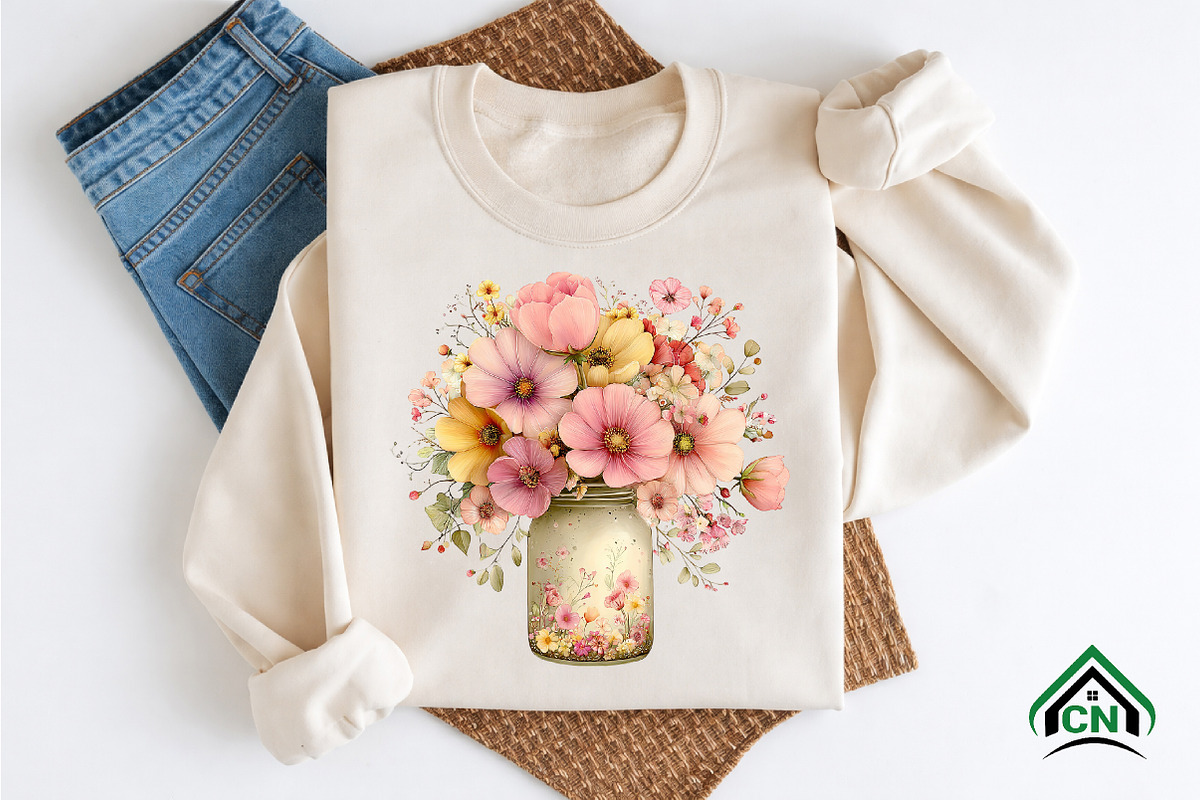 Watercolor Spring Mason Jar Clipart, an Illustration by Craft Nest (Photo 8 of 12)