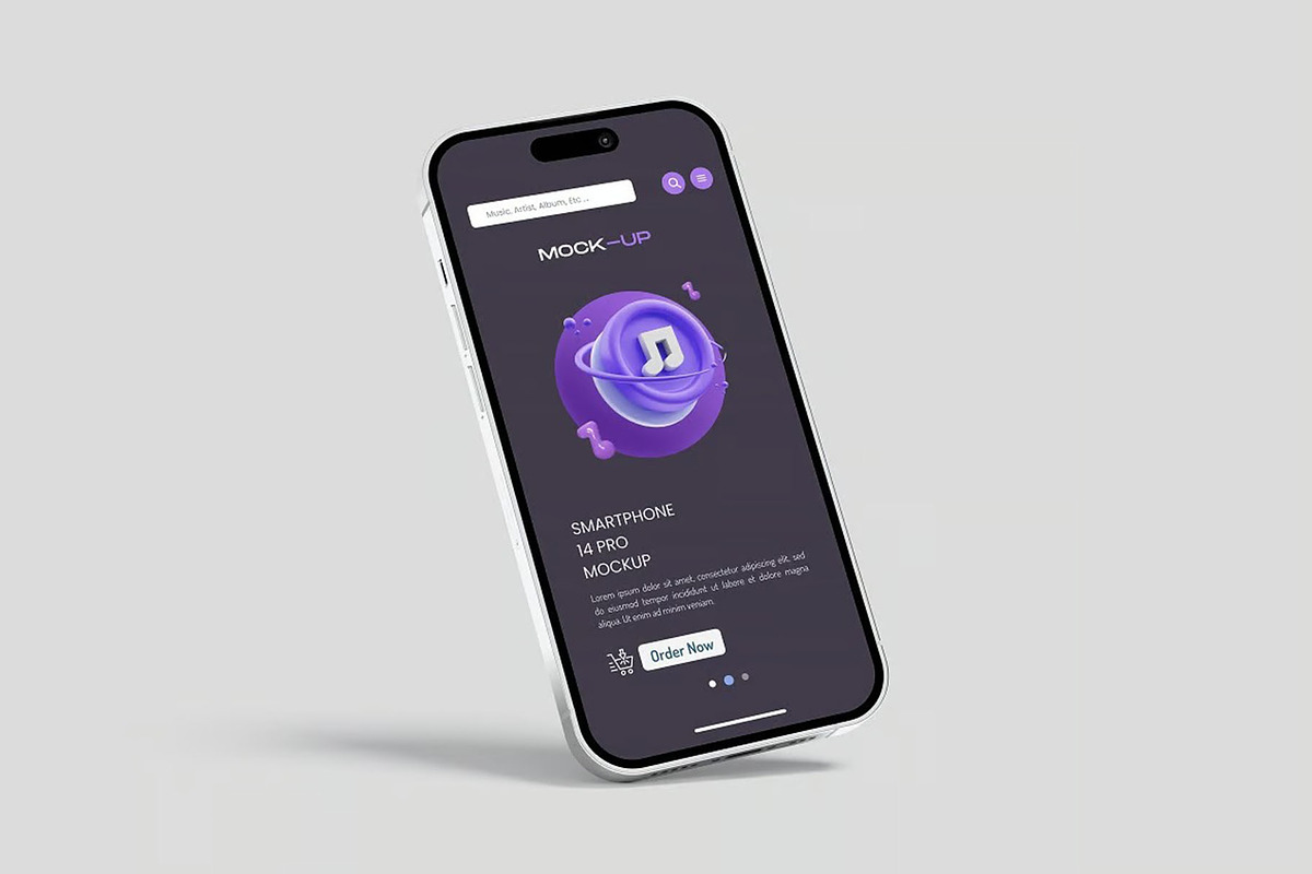 Smartphone 14 Pro Mockup, an iPhone Mockup by Se٧enStudio (Photo 6 of 7)