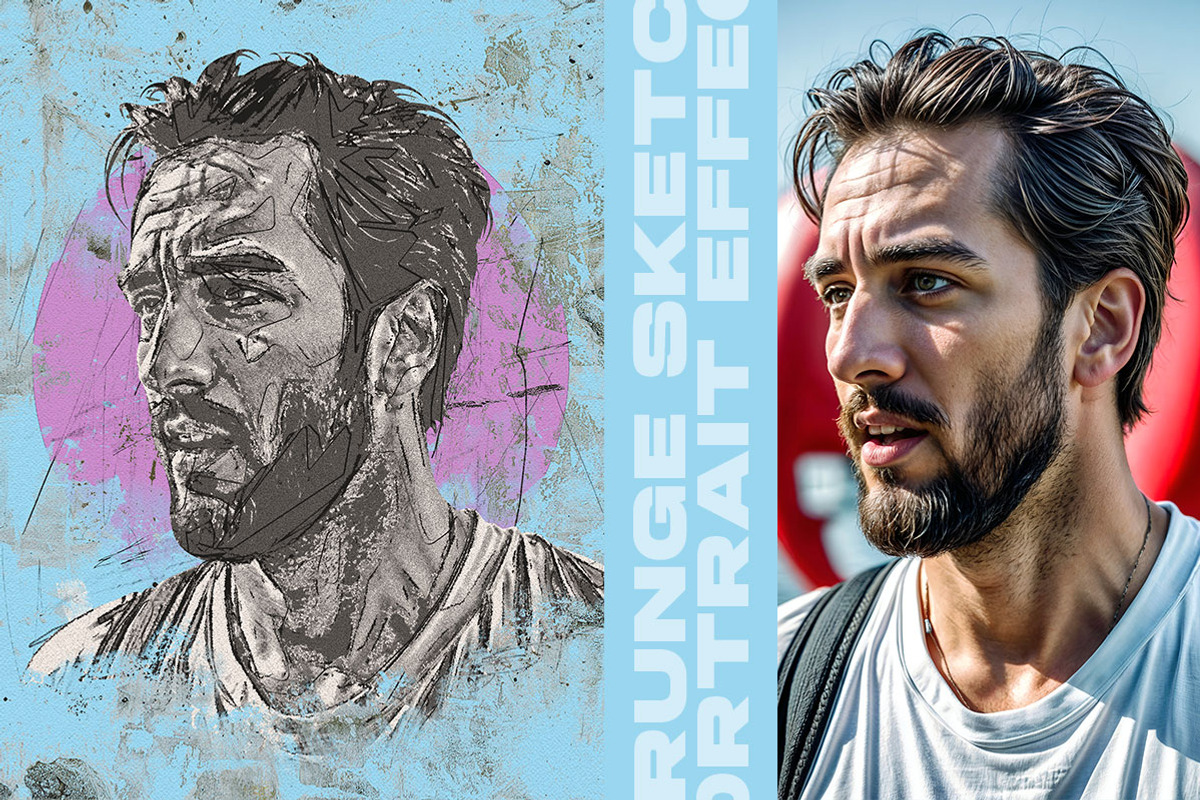 Grunge Sketch Portrait Effect, an Action Add-On by Amorjesu.com (Photo 5 of 21)