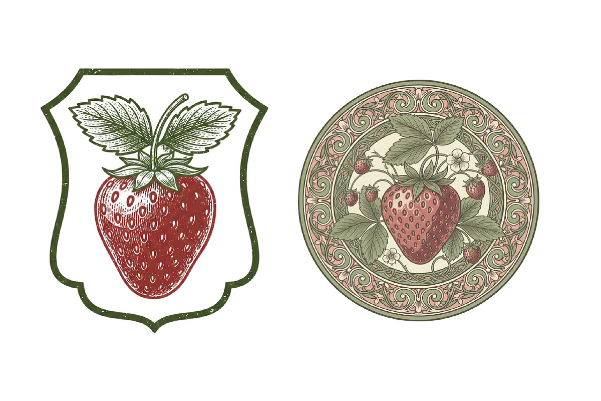 Vintage Strawberry Label Printable, an Illustration by SinaCreation (Photo 5 of 6)