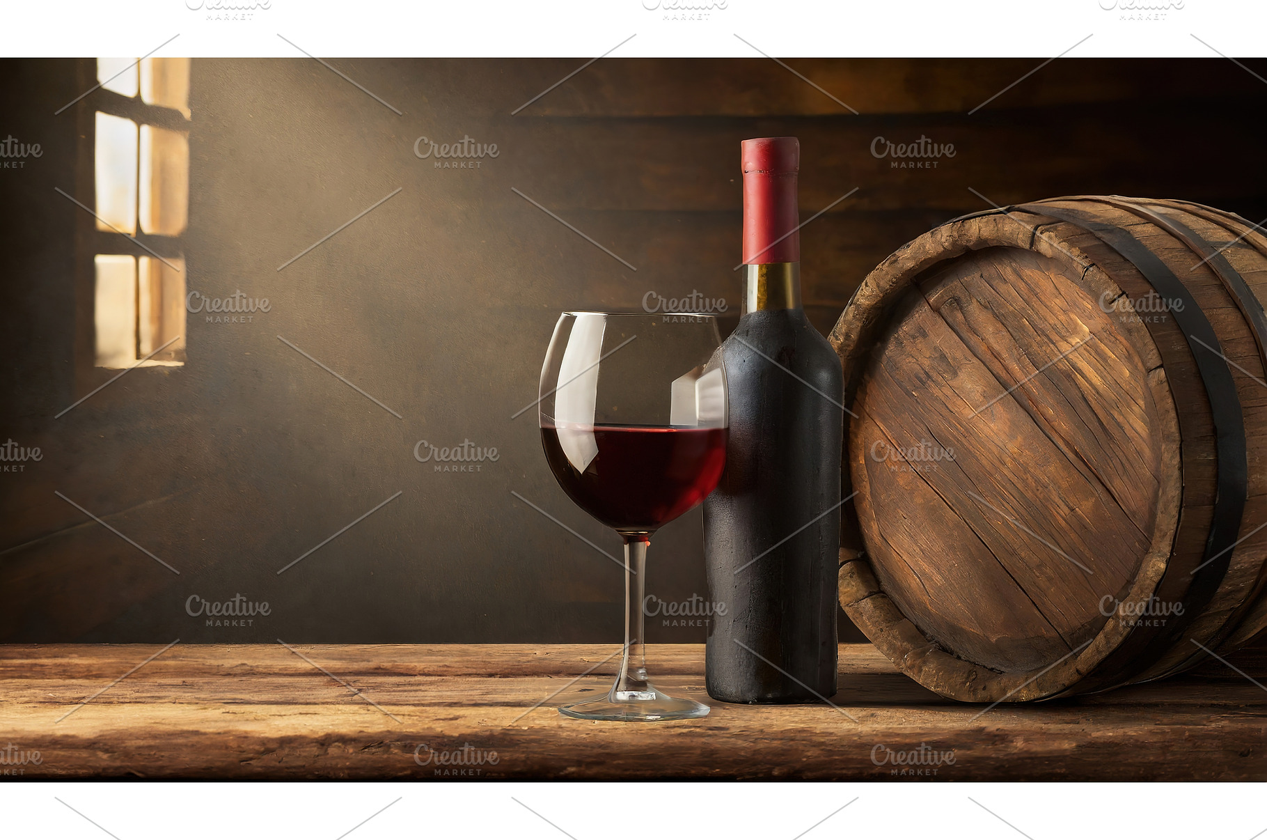 Wine bottle and glass placed on a, a Food & Drink Photo by Igor Tichonow
