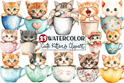 Cute Kittens in Cup Clipart, an Illustration by Rose Art (Thumbnail 1 of 4)