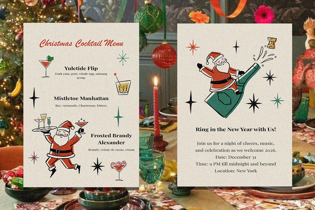 Santa Cocktails Clipart, an Object Illustration by Teresa Art Store (Photo 2 of 7)
