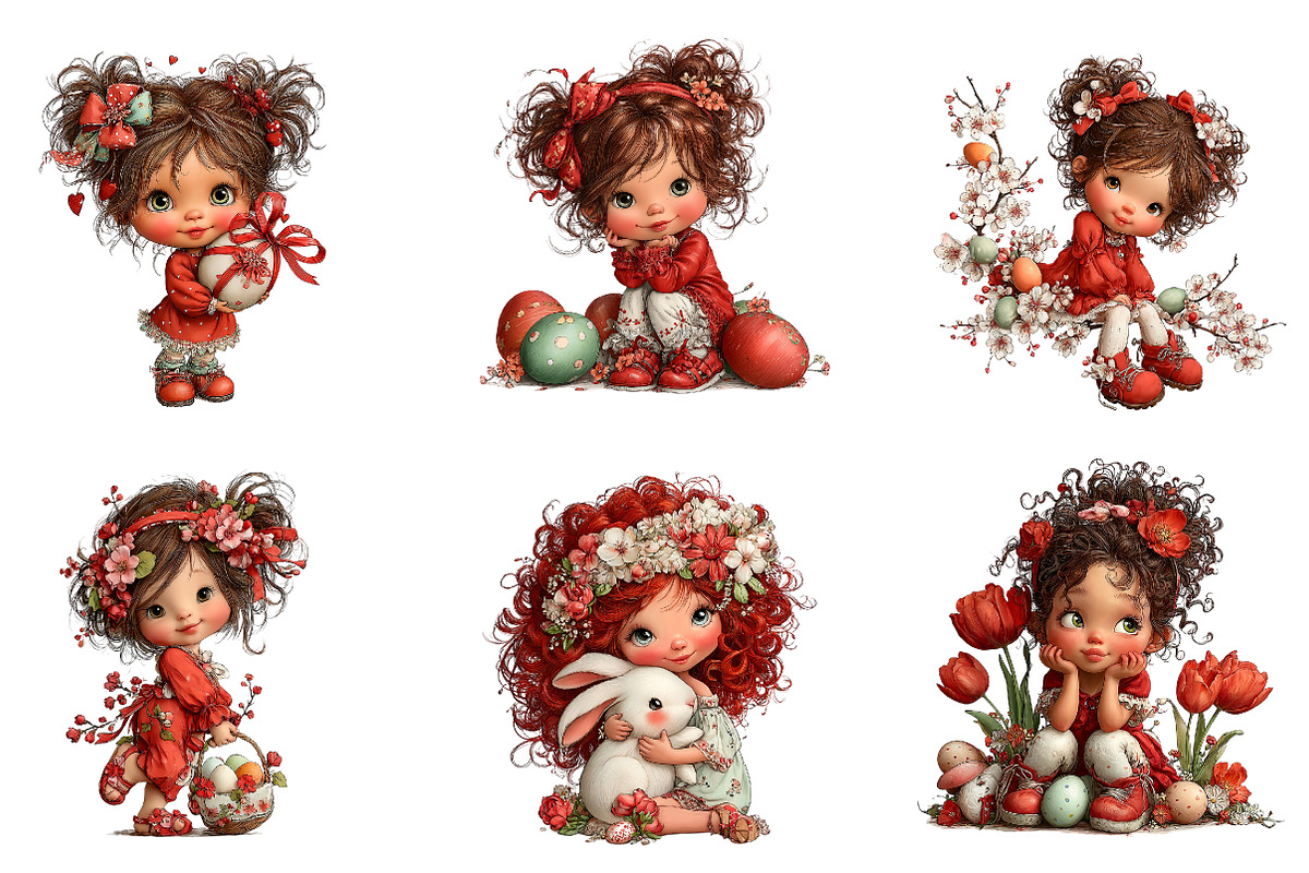 Whimsical Easter Girl Clipart, an Illustration by CreationArt (Photo 7 of 7)