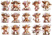 Whimsical Easter Highland Cow Clipar, an Illustration by OK Design (Thumbnail 3 of 6)