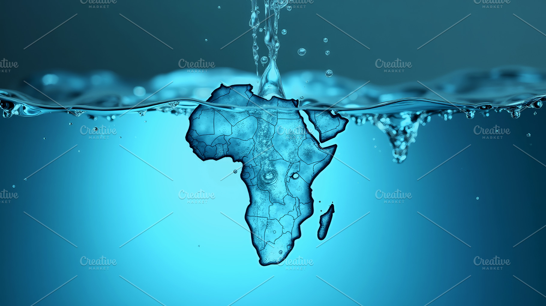 Map of Africa made of water submerge, a Food & Drink Photo by Perpis