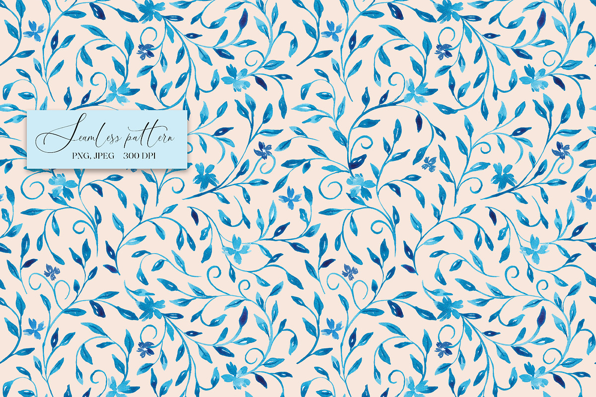 Blue leaves seamless pattern, a Pattern Graphic by SirenaArt (Photo 5 of 12)