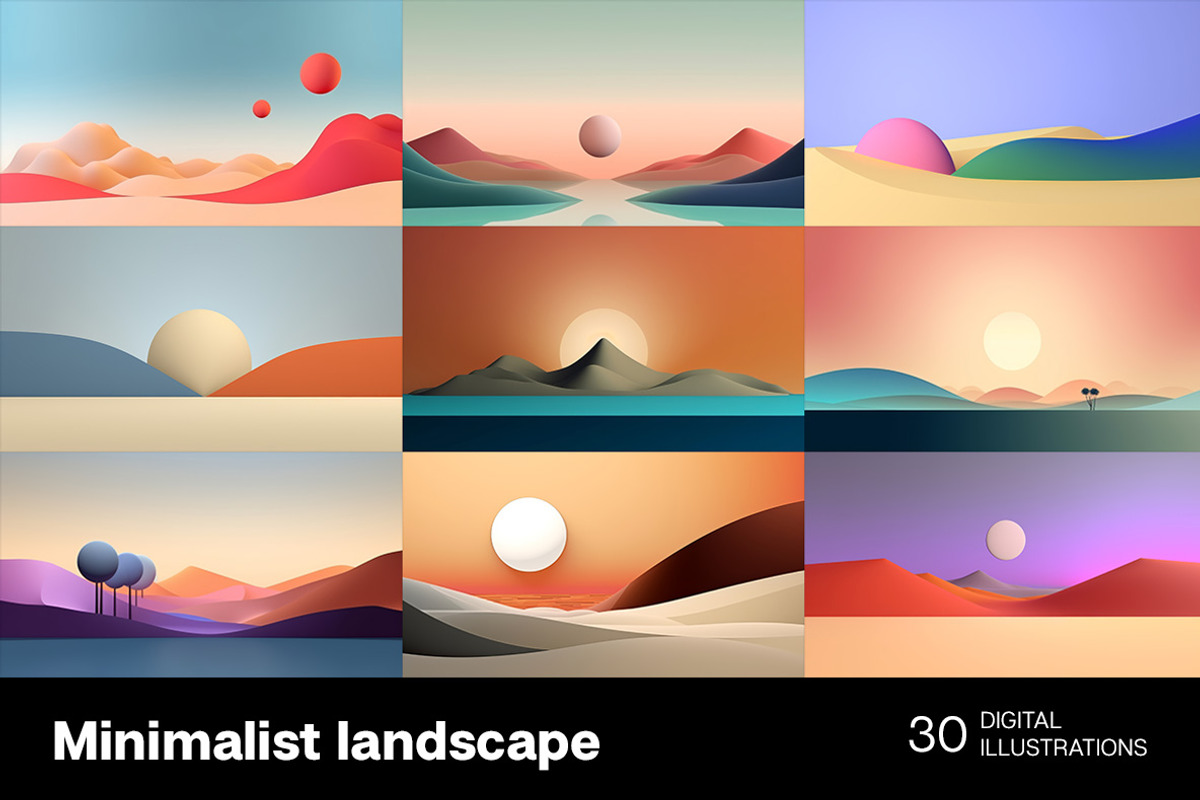 Minimalist landscape backgrounds, a Background Graphic by Handmadefont
