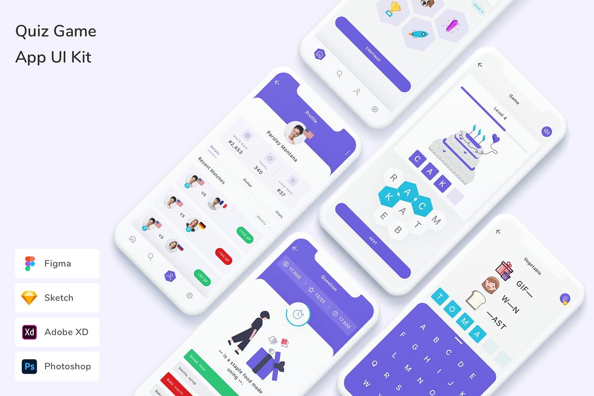 Quiz Game App UI Kit, an UI Kit Template by Betush