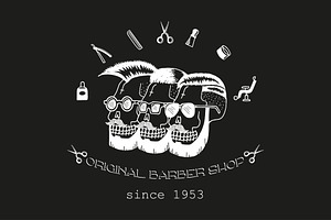 Original Barber Shop. Doodle Set.