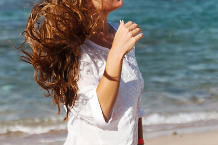close-up portrait of a beautiful young brunette girl with long h, a Person Photo by TanaCh