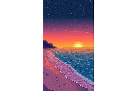 Sunset Beach Scene with Starry Sky -, a Nature Photo by tilialucida