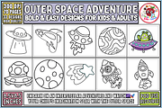 Outer Space Adventure Coloring Pages, a Technology Illustration by EduEnrich (Thumbnail 1 of 3)