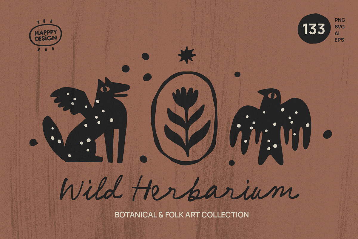 Wild Herbarium — Botanical Folk Art, an Object Illustration by happpydesign (Photo 1 of 14)