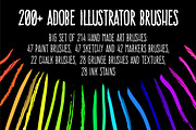 200+ Vector hand drawn brushes, a Brush Add-On by LarysaZabrotskaya (Thumbnail 1 of 5)