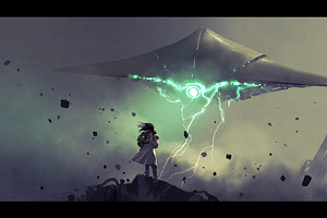 sci-fi scene digital painting