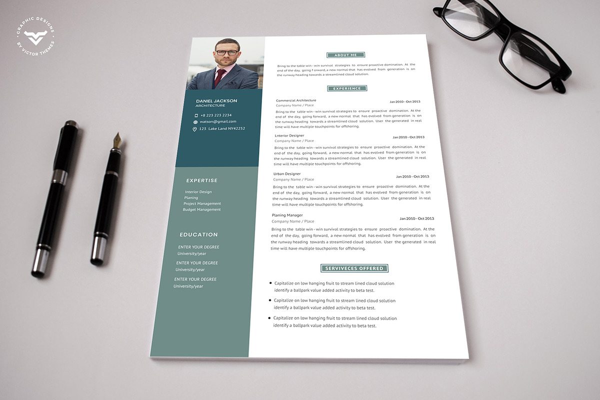 Corporate CV Template, a Resume Template by VictorThemes