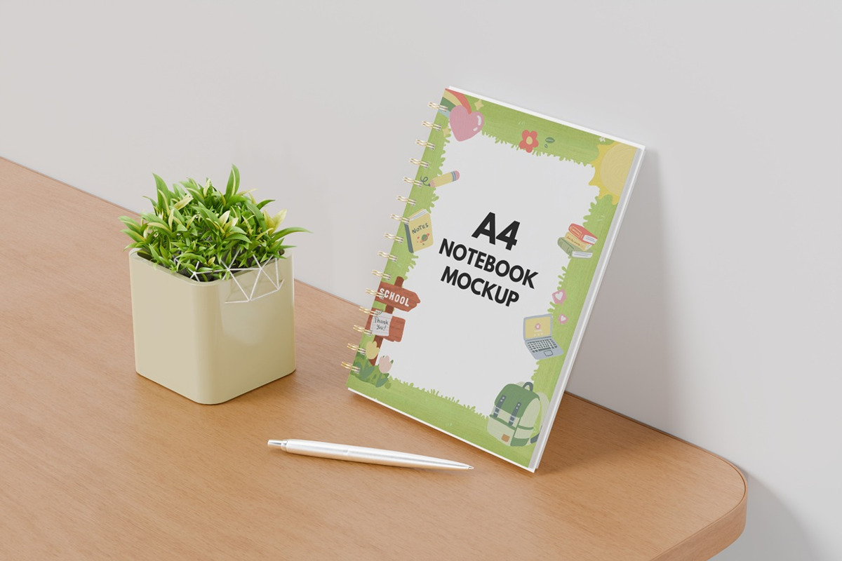 A4 Notebook Mockup, a Books & Magazine Mockup by Graphic Deal (Photo 6 of 6)