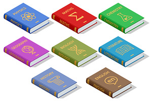 Isometric set of colorful subject, an Education Illustration by Golden Sikorka