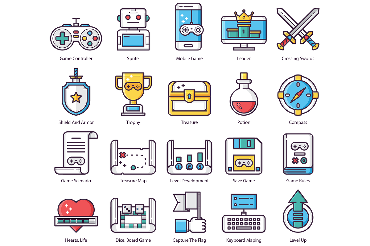 65 Game Design Icons, an Icon by Flat Icons (Photo 2 of 8)