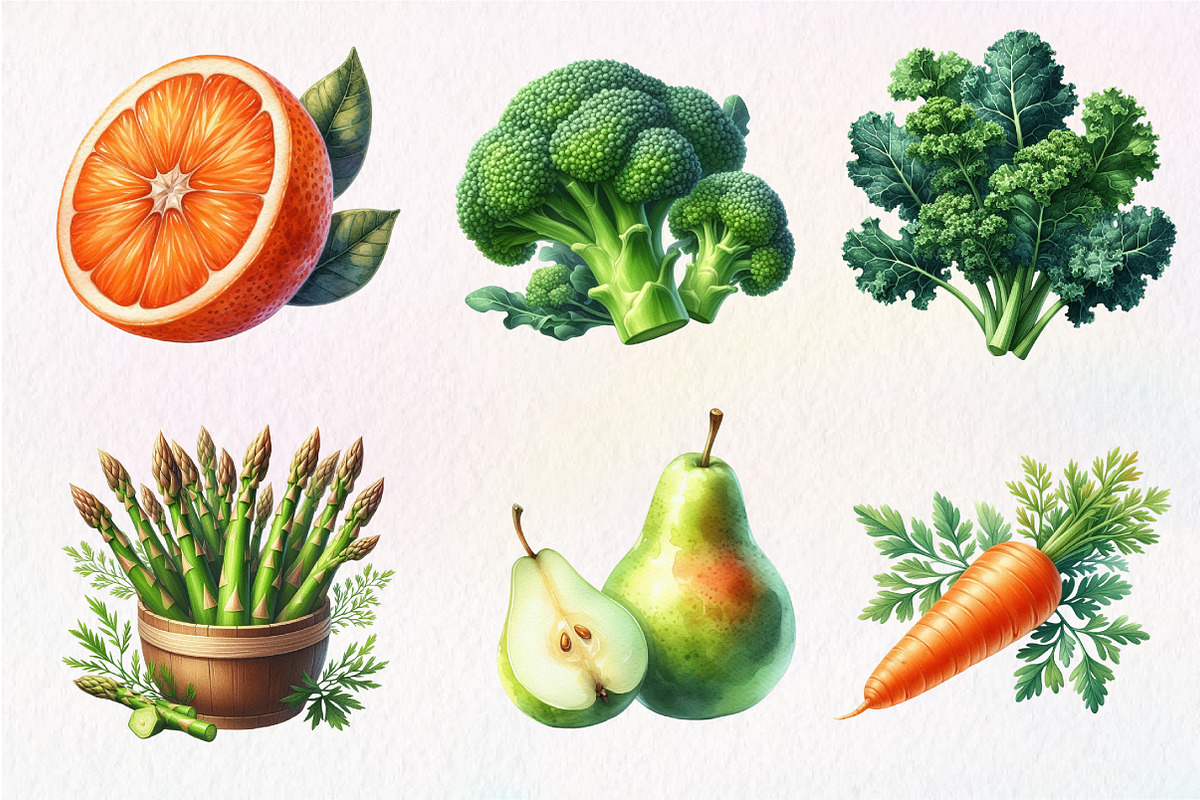Watercolor Healthy Food Clipart, an Illustration by Dream Creation (Photo 6 of 7)