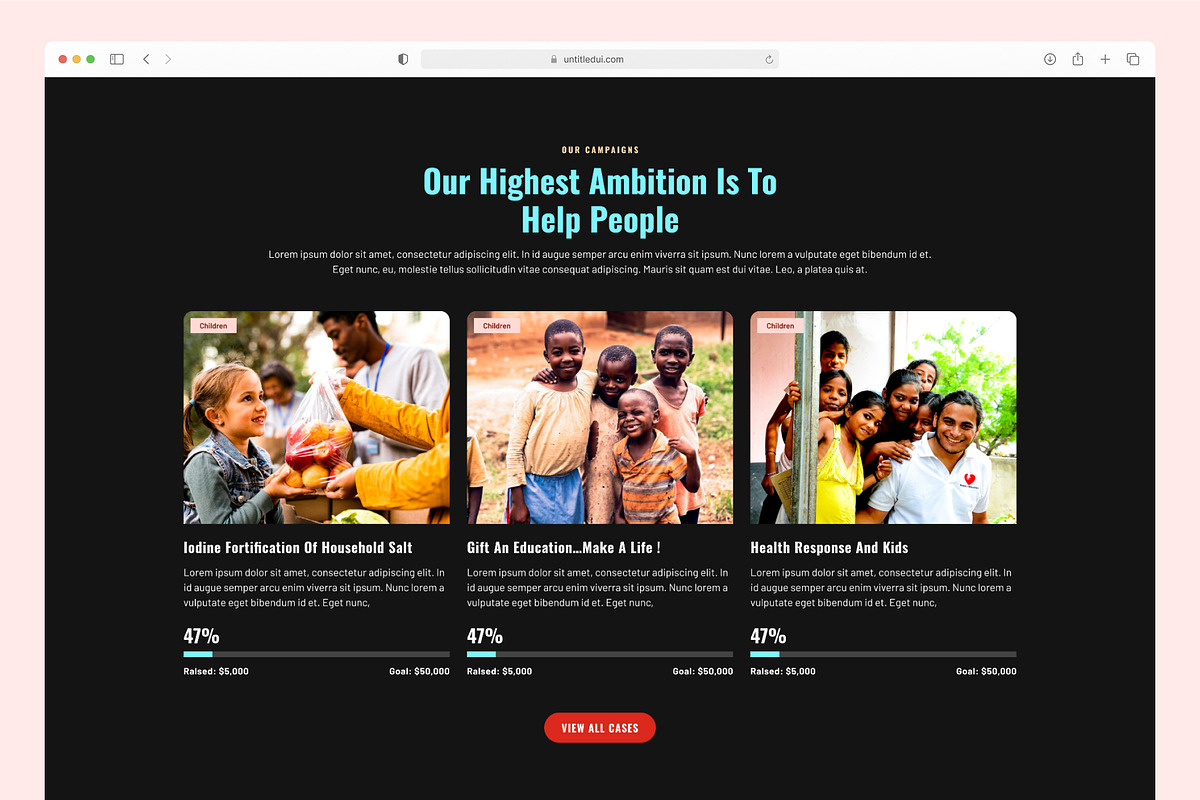 Dev NonProfit Charity React Template, a HTML Template by litoondev (Photo 3 of 6)