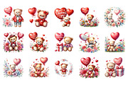 Valentines Day Teddy Bear Clipart, an Illustration by SinaCreation (Thumbnail 2 of 11)
