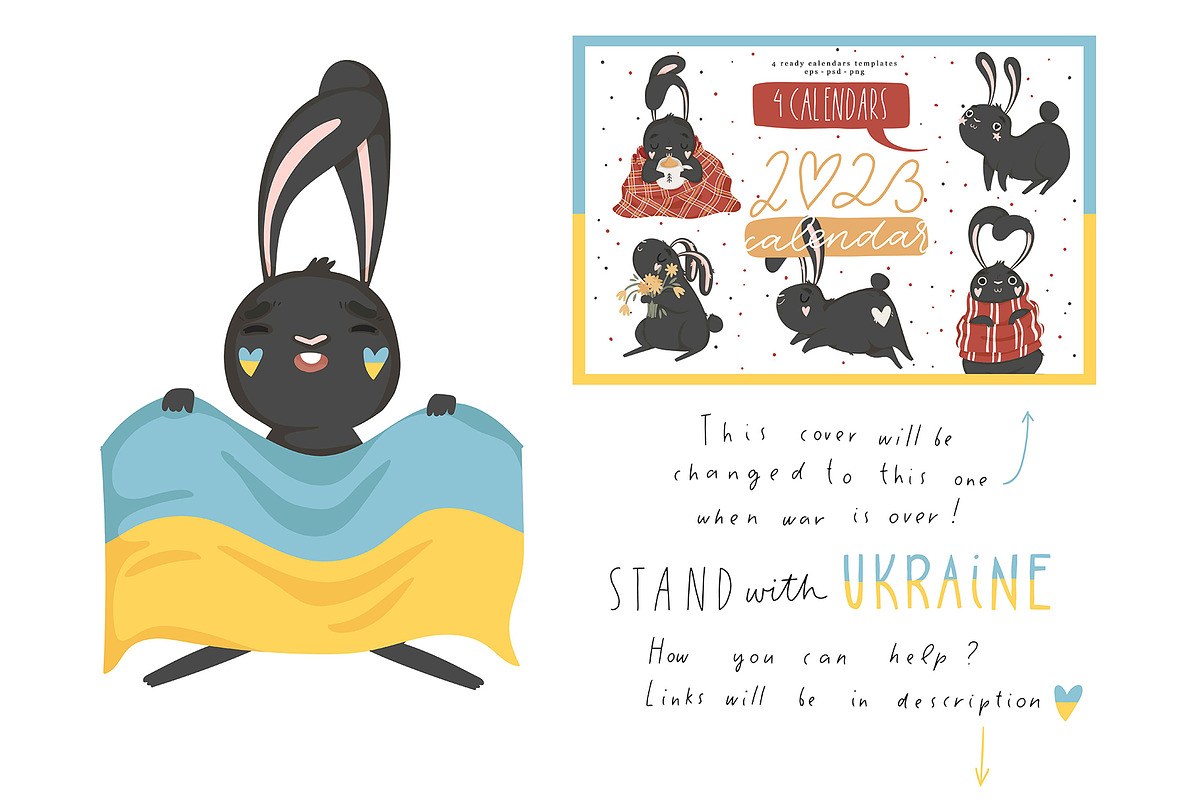 2023 rabbit calendar - 4 templates | Creative Market