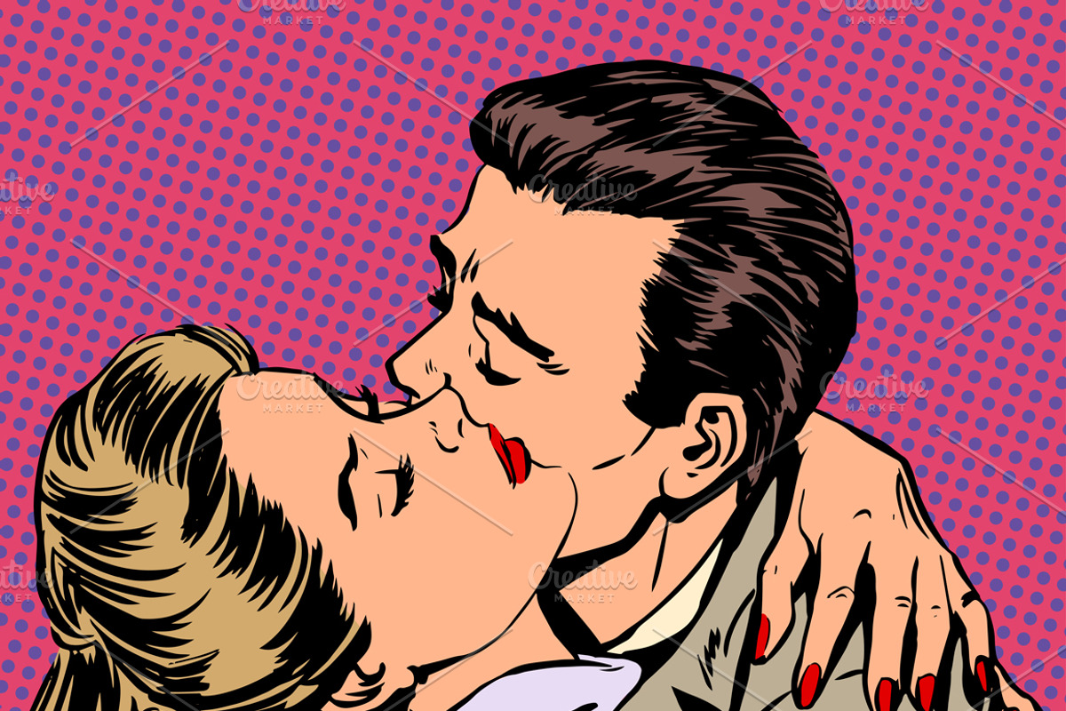 Passion man woman embrace love, an Illustration by studiostoks