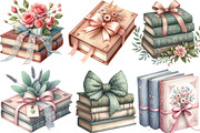 Sage Coquette Bow Book Stack Clipart, an Illustration by Designking (Thumbnail 2 of 4)
