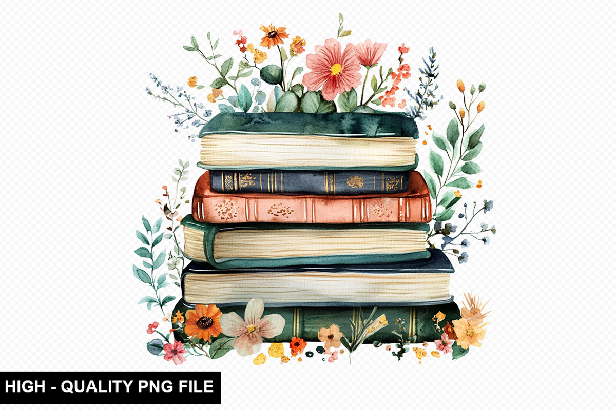 Watercolor Floral Book Clipart, an Illustration by crative8112 (Photo 4 of 10)