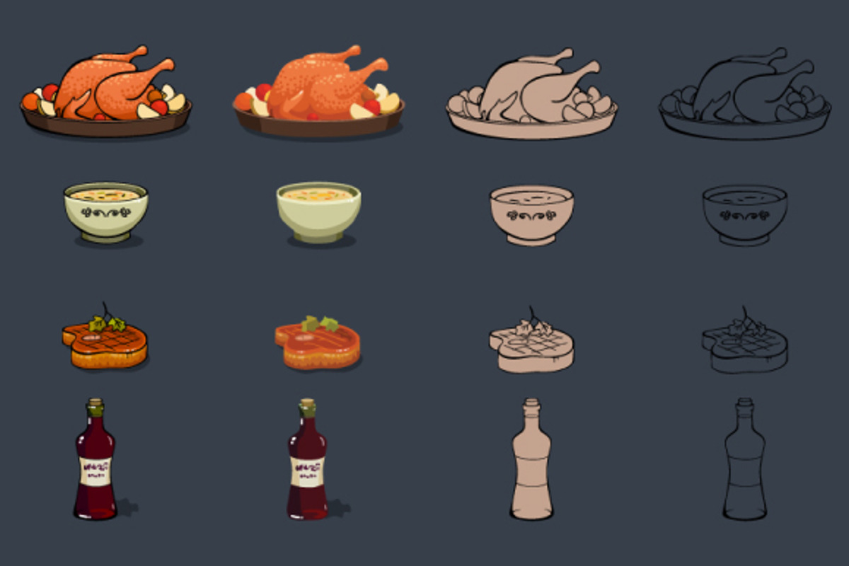 Cartoon Food Icons Game Set, a Food Illustration by Chuchilko shop (Photo 8 of 13)