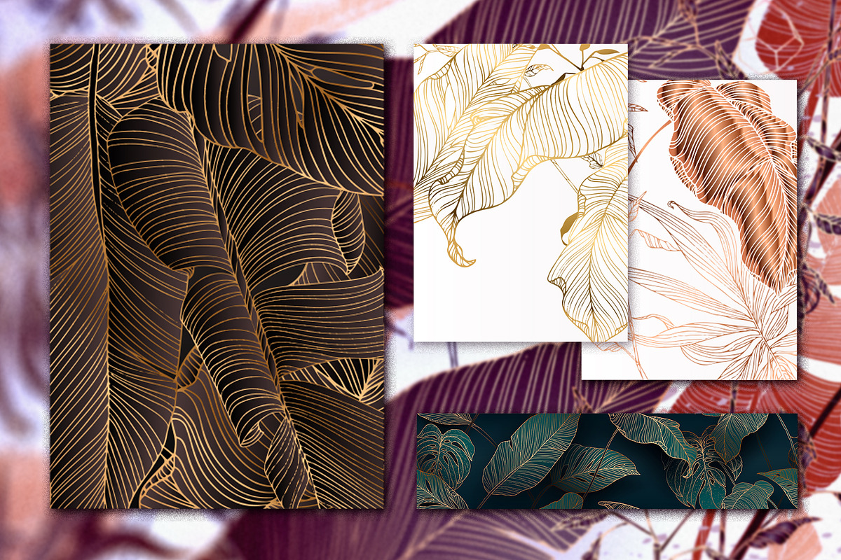 Palm leaves collection in gold, a Texture Illustration by Gluiki (Photo 4 of 11)