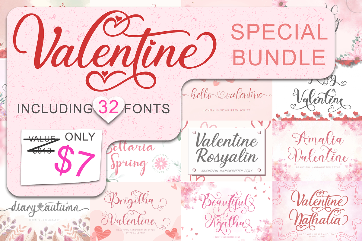 Valentine Special Bundle, a Handwritten Font by Yoga Letter (Photo 1 of 7)