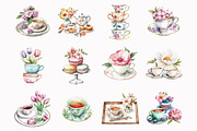 Watercolor Vintage Tulip Tea Time Cl, an Illustration by Design Market (Thumbnail 2 of 4)