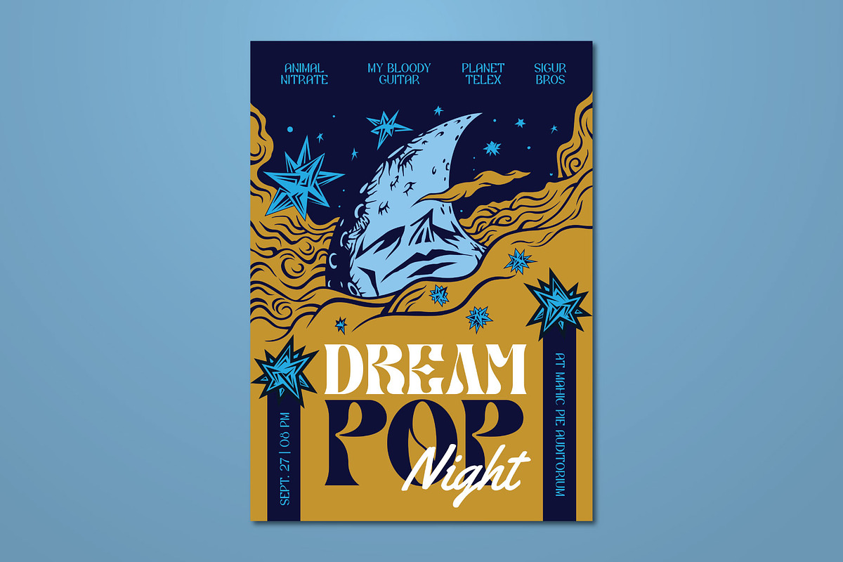 Sleeping Moon Hand Drawn Flyer, a Flyer Template by ashenterprise (Photo 1 of 4)