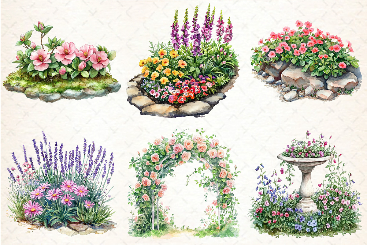 Garden Flower Bed Clipart Bundle, an Illustration by DreamCafeArt (Photo 4 of 8)