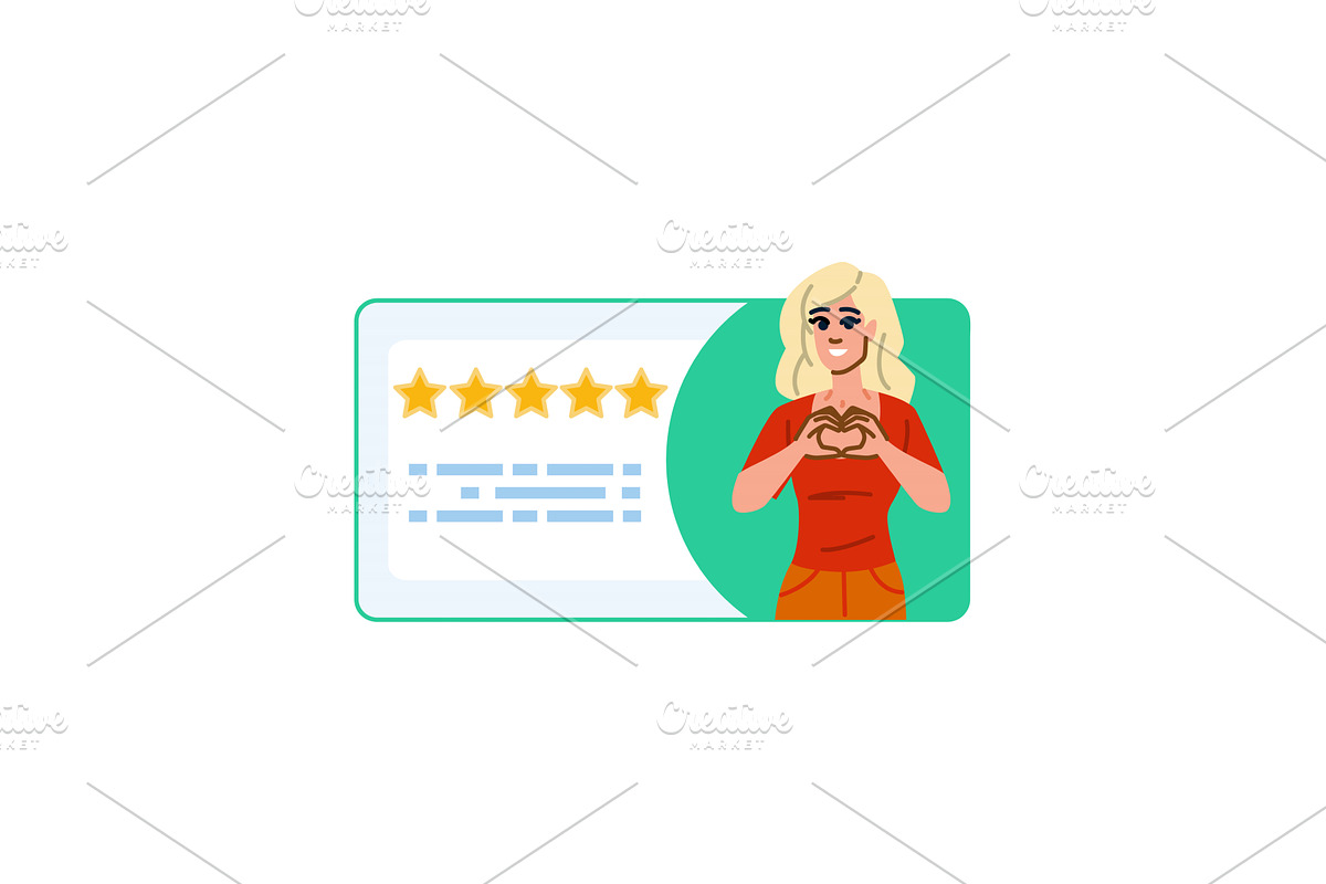 Woman giving five star feedback and, an Object Illustration by pikepicture