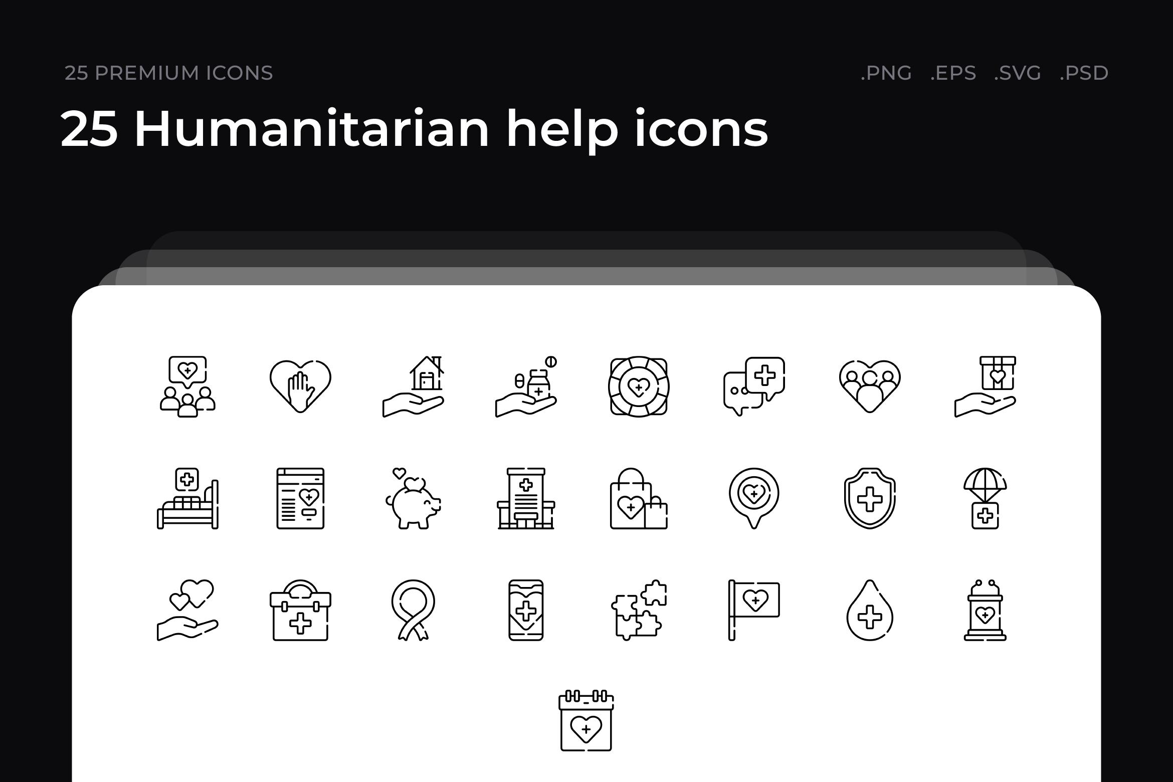 25 Humanitarian help icons, an Outline Icon by Wencory