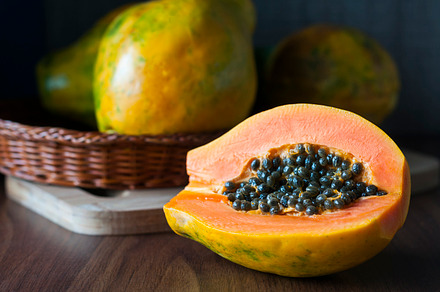 Papaya containing papaya, fruit, and food