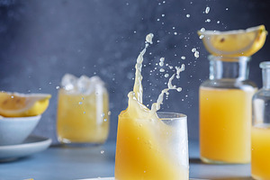 A splash of a lemon cocktail